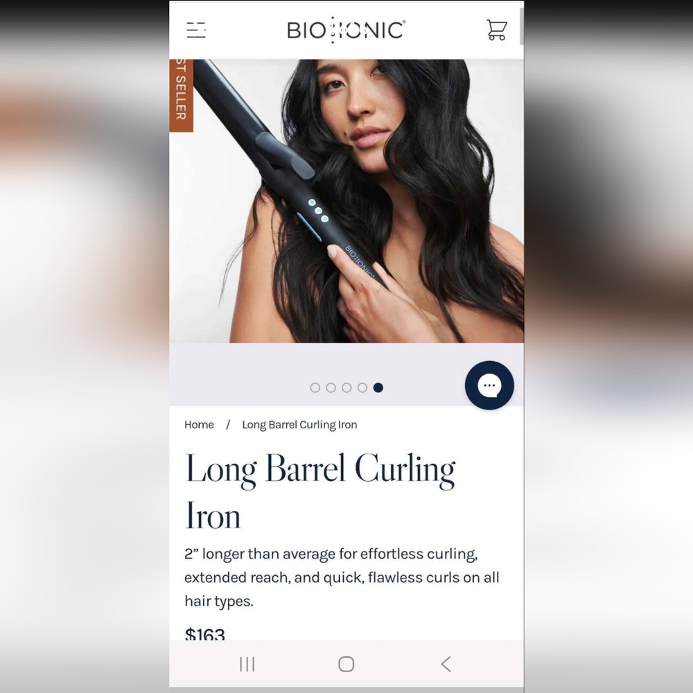 Bio Ionic Black Long Barrel Curling Iron - 1" Pro Styling Tool - Picture 2 of 6